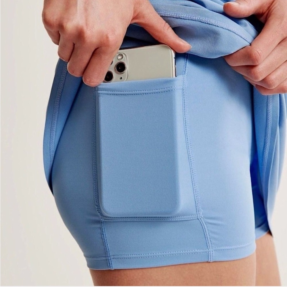 Abercrombie & Fitch blue Traveler Mini Dress Built In Shorts Stretchy size MT - Picture 4 of 8